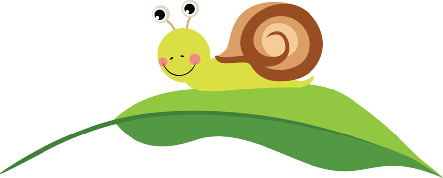 recommend clip art: Cute snail on top of green leaf
