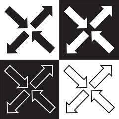 Four arrows icon. Different direction. Navigation concept. Cursor sign. Simple line art. Vector illustration. isolated on white and black background . EPS 10