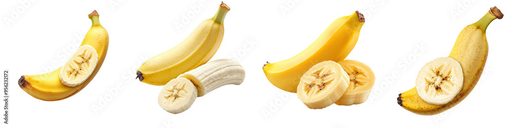 Poster Detailed, full-depth of field image of banana slice on white background