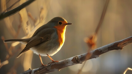 European robin on a branch ai genrative