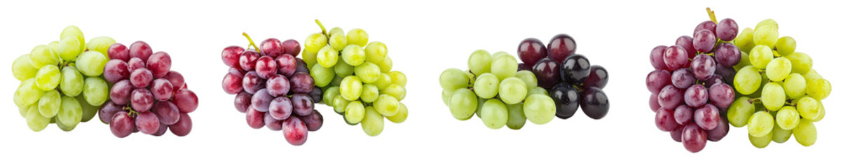 Fototapeta premium Grapes, red and green, isolated on white, fully focused