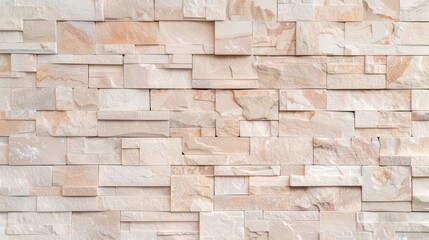 Obraz premium Elegant light tan brick wall exuding a smooth finish, serving as a subtle and refined backdrop for various creative projects and presentations.