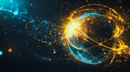 Abstract colorful business connection of lines from nodes It is connected to endless nodes and represents the innovation of communication cyber security in the network with black background