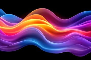 Abstract Colorful Wavy Lines on Black Background