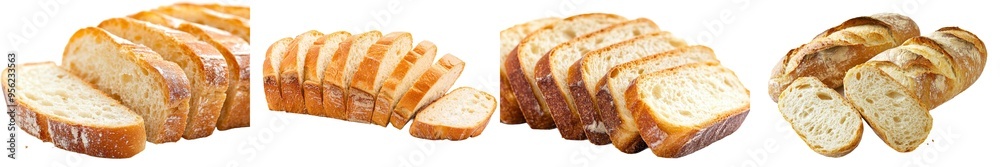 Poster Full-depth of field image of bread, long loaf, isolated on white background