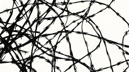 Fototapeta premium Tangled Web A tangled web of black barbed wire, symbolizing the feeling of being trapped in a cycle of negativity