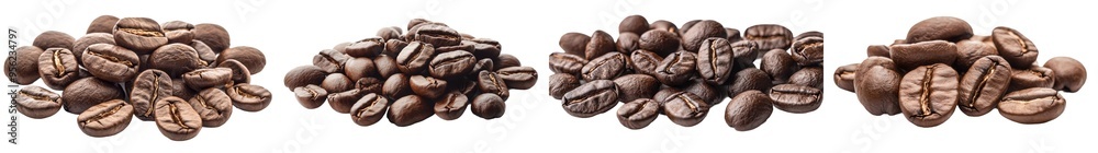 Poster Isolated white coffee bean with a clipping path and full depth of field