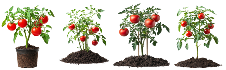 Branches of tomatoes on a white background, full depth of field
