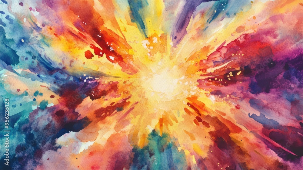 Poster abstract watercolor explosion of colors