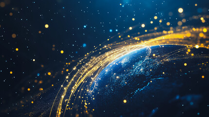 Fototapeta premium Abstract colorful business connection of lines from nodes It is connected to endless nodes and represents the innovation of communication cyber security in the network with black background