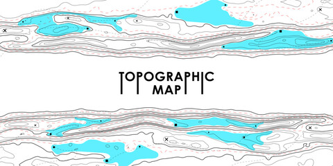 Topographic map background. Geographic line map with elevation assignments. Contour background geographic grid. Vector illustration.