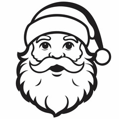 Happy Santa Claus silhouette in black color.Head of Santa Claus vector illustration white background