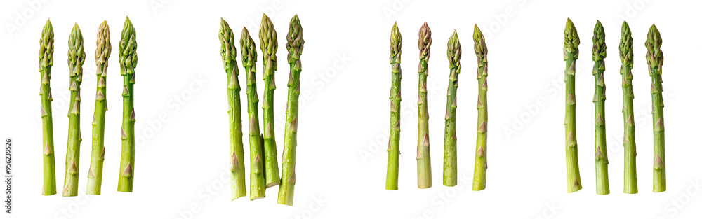 Poster a white background is used to isolate asparagus, with full depth of field
