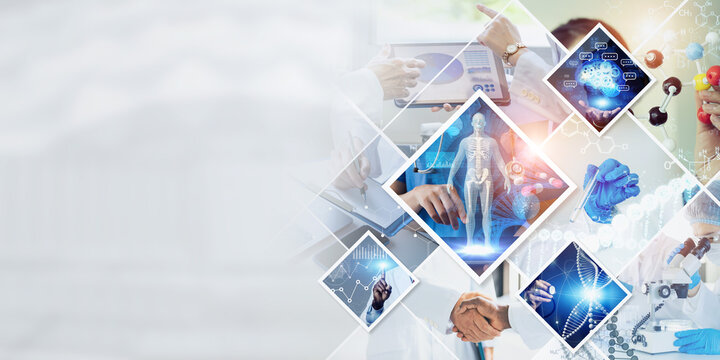 Science and medical technology concept. Wide angle visual for banners or advertisements.