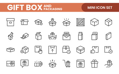 Elegantly Crafted Gift Box & Packaging Icon Set: Perfect for Celebrating Special Occasions, Events, and Holidays with High-Quality Icons that Enhance Branding, Digital Designs, and Print Media