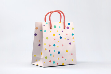 White Polka Dot Paper Gift Bag on White Surface