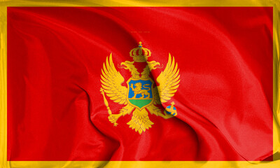 An up close view of Montenegro flag flying textures