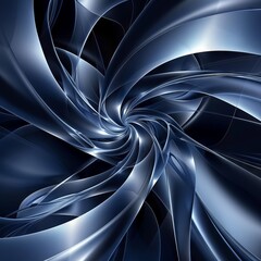 Dynamic Abstract Swirl with Metallic Blue and Silver Highlights