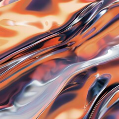 Abstract Liquid Metallic Art with Iridescent Colors and Fluid Movement