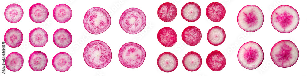 Poster Isolated radish slice with full depth of field on a white background