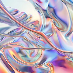 Abstract Liquid Metallic Art with Iridescent Colors and Fluid Movement