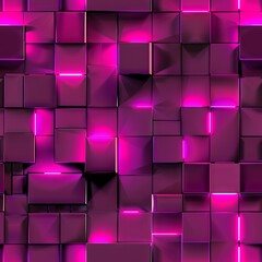 Futuristic 3D Geometric Pattern with Pink and Black Interlocking Shapes