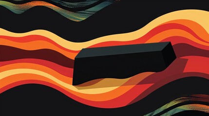 Abstract Flowing Waves with Turquoise and Orange Accents