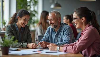 Freundliches Business-Meeting: Kollegen bei einer produktiven Zusammenarbeit im Büro