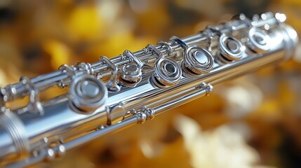 Fototapeta premium Flute silver finish elegant key design and reflective surface