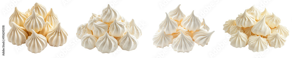 Poster in this scene you will find meringue, zephyr, and marshmallow, isolated against a white background w
