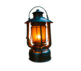 old oil lamp isolated on a white PNG background