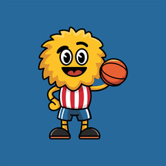 cartoon character mascot basketball for illustration vector