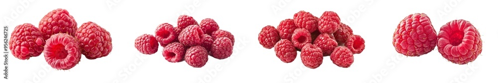 Poster Isolated raspberry on white background, depth of field is full
