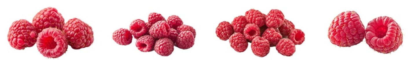 Isolated raspberry on white background, depth of field is full