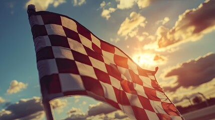 Checkered flag waving in the wind. Perfect for a race finish or a victory image.