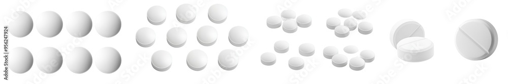 Wall mural An isolated white background with a full depth of field shows pills