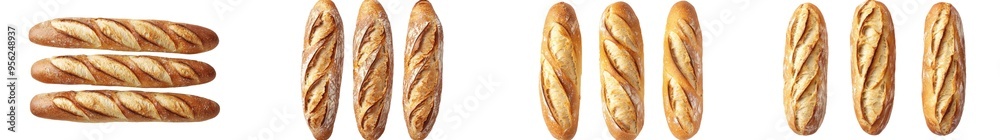 Poster full depth of field baguette on white background