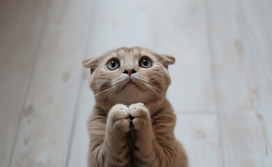 Scottish Fold in begging pose generated by AI