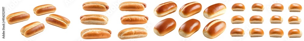 Poster isolated hot dog bun with clipping path, full depth of field on white background