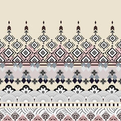 Geometric and Floral Ethnic Pattern with Pastel and Monochrome Accents