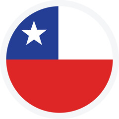 Naklejka premium Flag of Chile. Round icon on transparent background. Vector icon, flat style