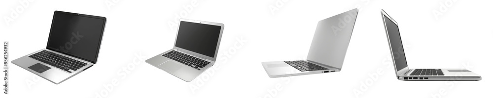 Aufkleber a laptop with a blank screen is isolated on a white background, clipping path, full depth of field i