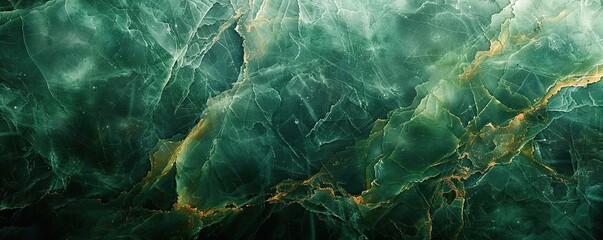 Close-up of Swirling Green and Gold Marble Texture