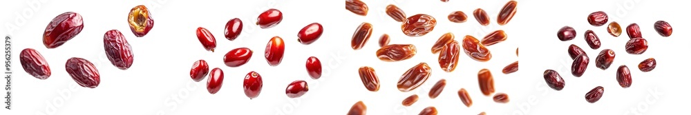 Poster the falling dates are isolated on a white background, selectively focused