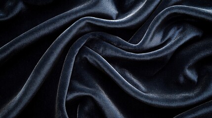Obraz premium Dark Velvet Drape: Luxurious and enigmatic, a deep, charcoal-hued velvet fabric drapes in soft, sinuous folds, creating a captivating backdrop for elegance and mystery. 