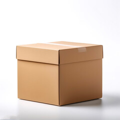 close up of a cardboard box on white background