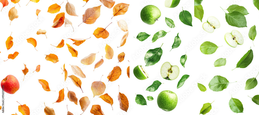 Poster Isolated, full depth of field image of a falling apple leaf