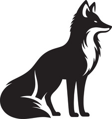 Fox animal Silhouette isolated on white background Minimalist fox vector illustration