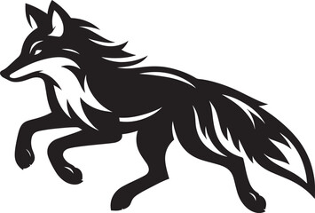 Fox animal Silhouette isolated on white background Minimalist fox vector illustration