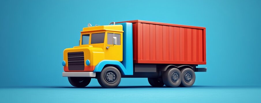 Stylish truck with a colorful container, perfect for logistics, transportation, or delivery themes in creative projects.